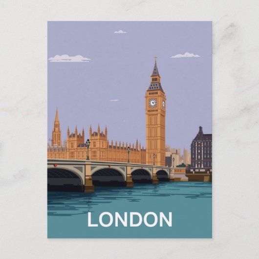 Londen Big Ben & Parlement Briefkaart (Voorkant)