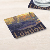  Londen Big Ben Parlement Thames River Kartonnen Onderzetters (Schuin)