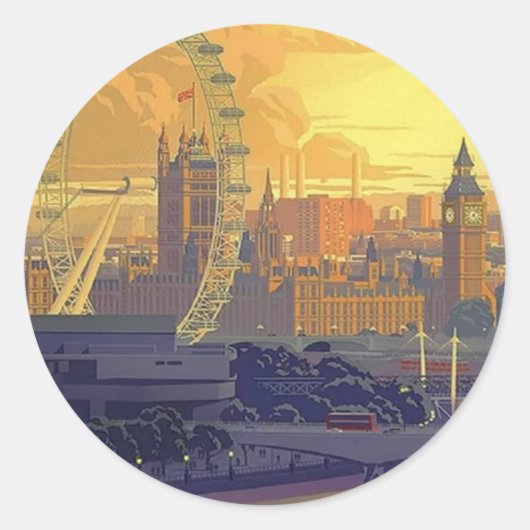 Londen Big Ben Parlement Thames River Ronde Sticker (Voorkant)