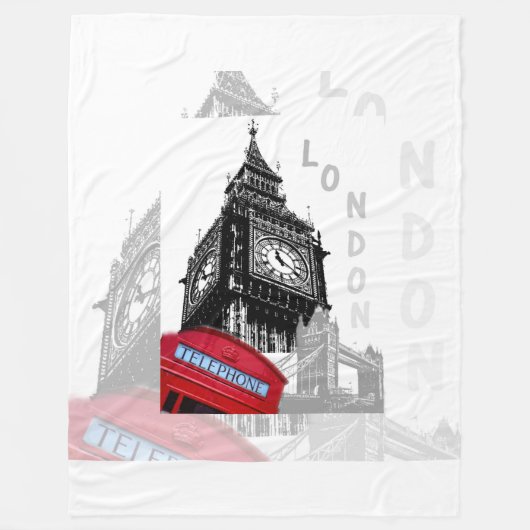 Londen Big Ben Red Telefoon Fleece Deken (Voorkant)