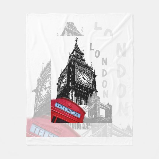 Londen Big Ben Red Telefoon Fleece Deken (Voorkant)