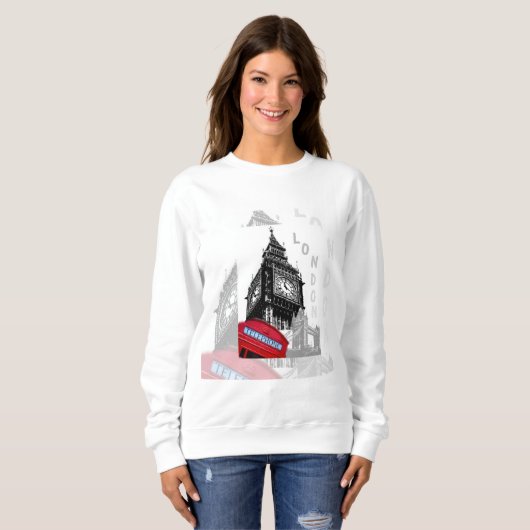Londen Big Ben Red Telefoon Trui (Voorkant volledig)