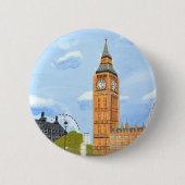 Londen Big Ben Ronde Button 5,7 Cm (Voorkant)