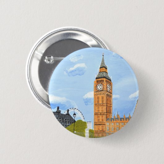 Londen Big Ben Ronde Button 5,7 Cm (Voorkant /achterkant)