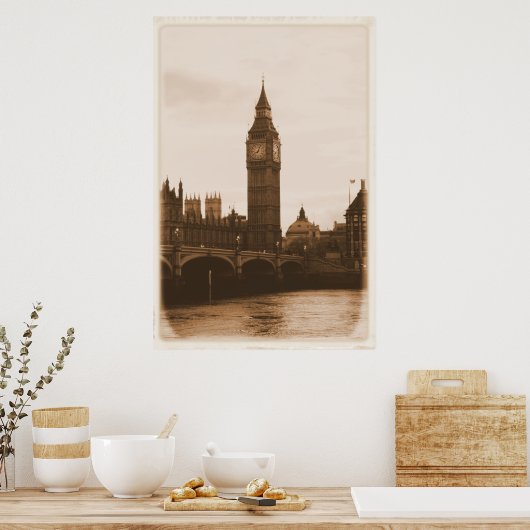 Londen - Big Ben - Thames - Poster (Keuken)