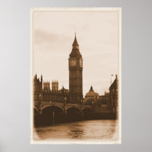 Londen - Big Ben - Thames - Poster