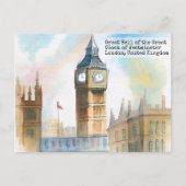  Londen big ben Waterverf Briefkaart (Voorkant)