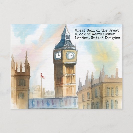  Londen big ben Waterverf Briefkaart (Voorkant)