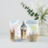  Londen big ben Waterverf Briefkaart (Staand voorkant)