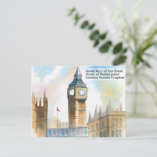 Londen big ben Waterverf Briefkaart (Staand voorkant)