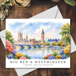 Londen Big Ben & Westminster Aquarel Reis Briefkaart