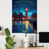 Londen bij schemering - Tijd en schoonheid overbru Poster (Thuiskantoor)