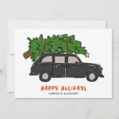 Londen Black Cab Christmas Tree Taxi Business Feestdagenkaart (Voorkant)