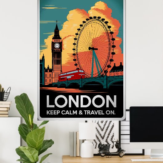  Londen – Blijf kalm en reis verder Poster (Thuiskantoor)