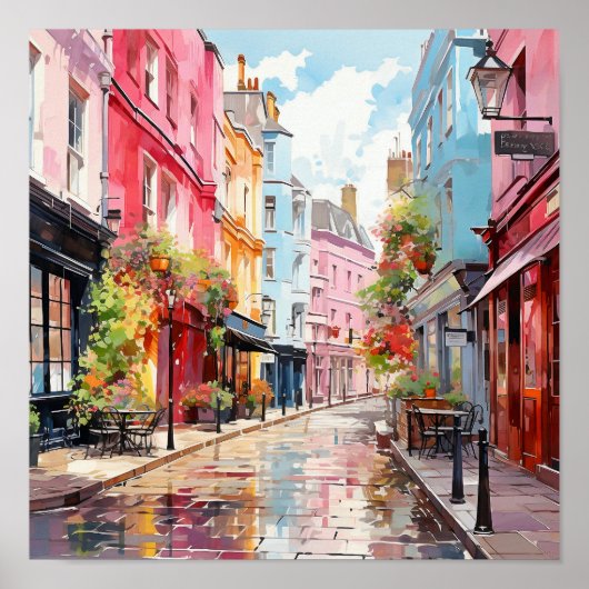 Londen Bohemian stijl Waterverf schilderij Poster (Voorkant)