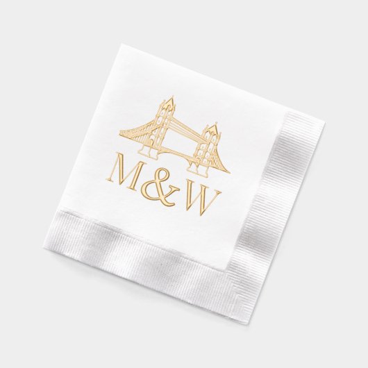 Londen Bridge LG Ampersand Paar Bruiloft 2 Init Folie Servetten (Links)