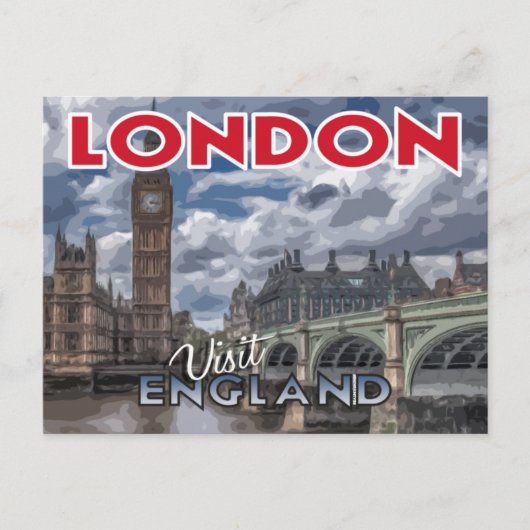 Londen, briefkaart van serie Bezoek... (Voorkant)