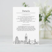 Londen bruiloft | Eenzijdige gast details Kaart (Staand voorkant)