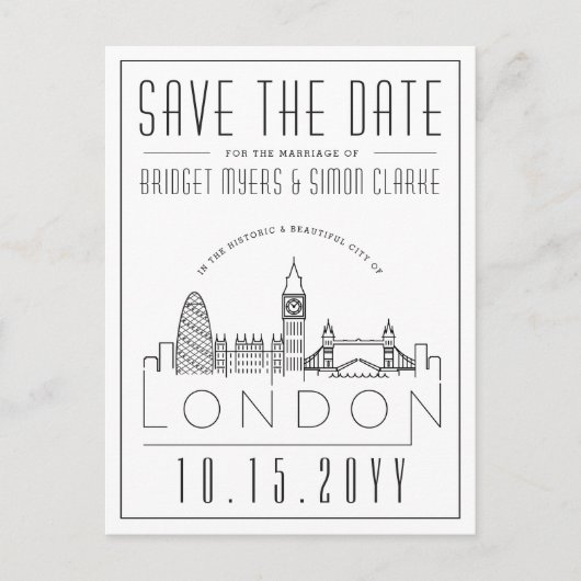 Londen bruiloft | Gestileerde oriëntatiepunten Sla Briefkaart (Voorkant)
