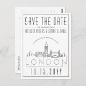 Londen bruiloft | Gestileerde skyline De datum ops Briefkaart (Voorkant / Achterkant)