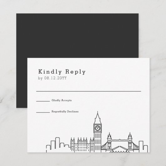 Londen bruiloft | Gestileerde Skyline RSVP (Voorkant / Achterkant)