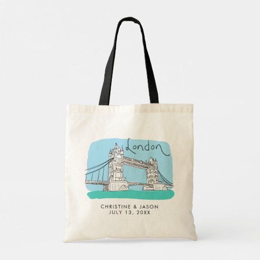 Londen bruiloft welkom tote bag (Achterkant)