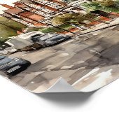 Londen buitenwijken Waterverf Schilderplein Poster (Hoek)