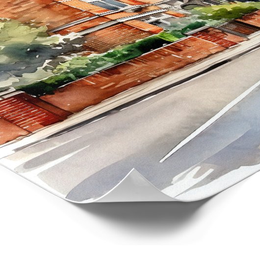 Londen buitenwijken Waterverf Schilderplein Poster (Hoek)