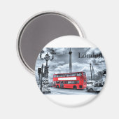 LONDEN BUS in zwart-wit (St.K) Magneet (Voorkant / Achterkant)