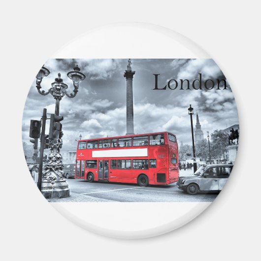 LONDEN BUS in zwart-wit (St.K) Magneet (Voorkant)