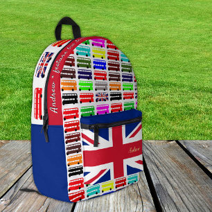 Londen, Bus, Kleurrijke schooltas, Britse vlag Bedrukte Rugzak