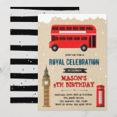 Londen bus verjaardag thema uitnodiging (Voorkant / Achterkant)