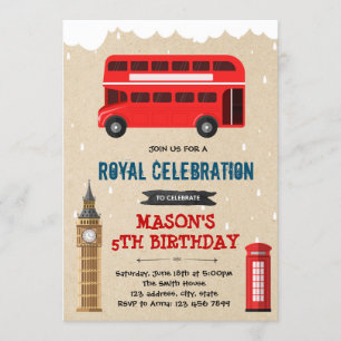 Londen bus verjaardag thema uitnodiging