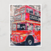 Londen Bus vintage reis waterverf Briefkaart (Voorkant)