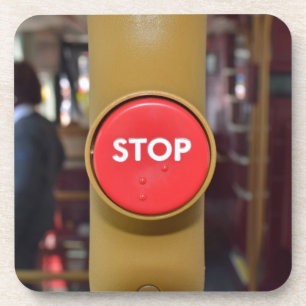 Londen bushalte knop close-up onderzetters