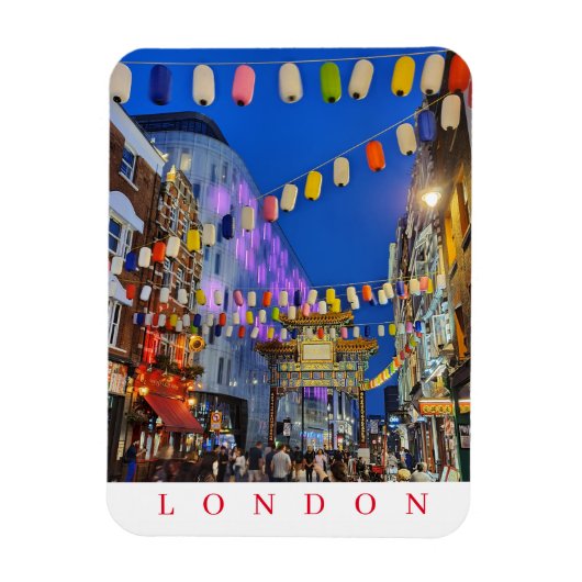 Londen Chinatown 's nachts koelkast magneet (Verticaal)