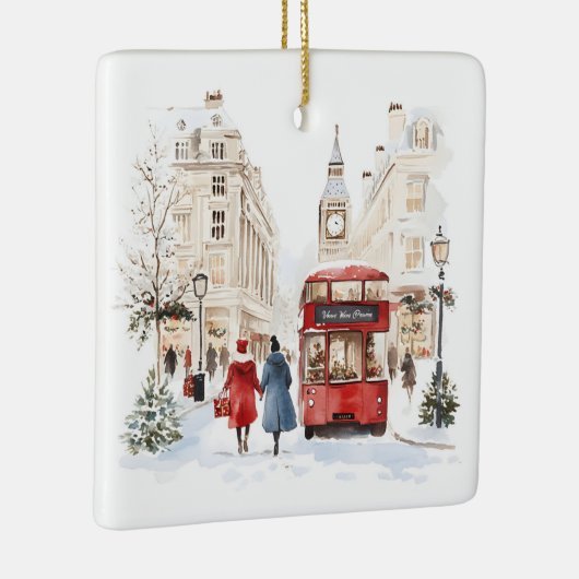 Londen Christmas Waterverf City Scene Keramisch Ornament (Rechts)