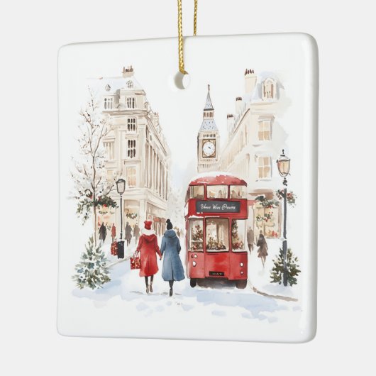 Londen Christmas Waterverf City Scene Keramisch Ornament (Links)