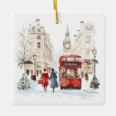 Londen Christmas Waterverf City Scene Keramisch Ornament (Voorkant)