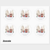 Londen Christmas Waterverf City Scene Ronde Sticker (Vel)