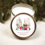 Londen Christmas Waterverf City Scene Ronde Sticker<br><div class="desc">London Christmas | Waterverf City Scene Kerst stickers.</div>