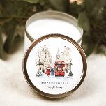 Londen Christmas Waterverf City Scene Ronde Sticker<br><div class="desc">London Christmas | Waterverf City Scene Kerst stickers.</div>