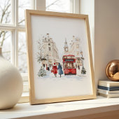 Londen Christmas Waterverf Cityscape Poster