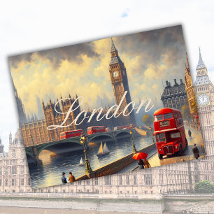  Londen City Engeland Big Ben Travel Art Briefkaart