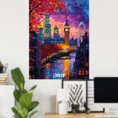 Londen City Skyline Poster – iconische Britse kuns (Thuiskantoor)