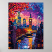 Londen City Skyline Poster – iconische Britse kuns (Voorkant)