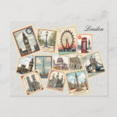  Londen City Stamps Engeland Travel Art Briefkaart (Voorkant)