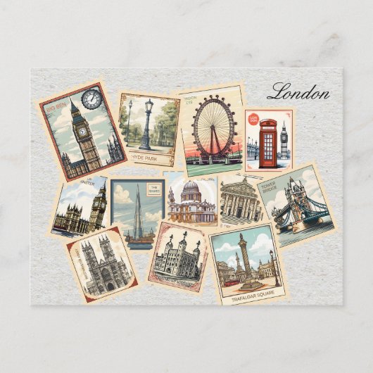  Londen City Stamps Engeland Travel Art Briefkaart (Voorkant)