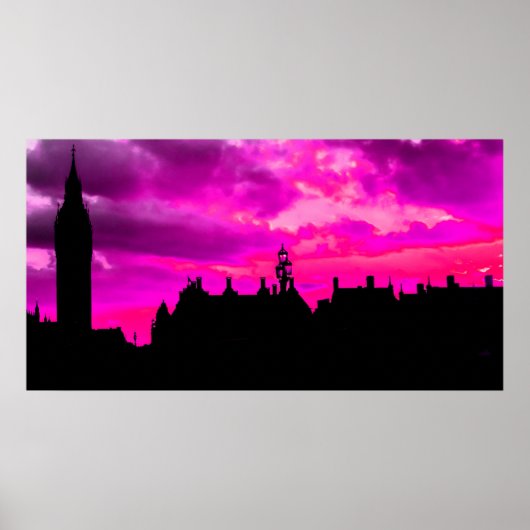 Londen City Sunset Panorama UK Travel Poster (Voorkant)