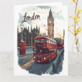 Londen CityScape met Double-Decker Bus & Big Ben Kaart (Gele Bloem)